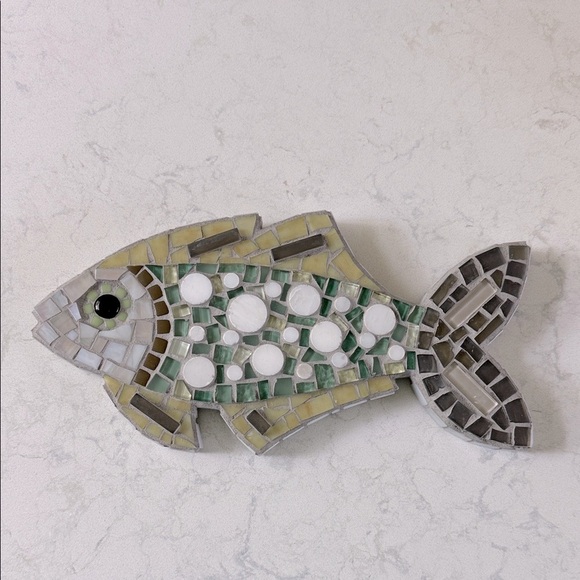 Mosaic Fish Decor with Green and Yellow Accents - Picture 1 of 14